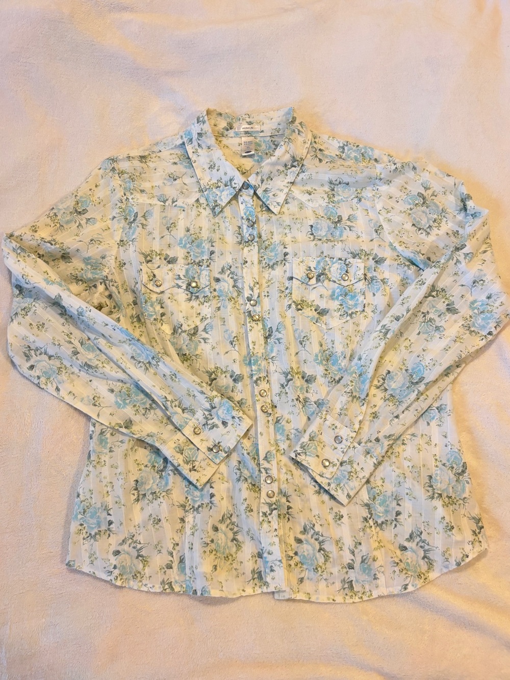 Vintage Old Navy Light Blue Floral Button-Up Shirt